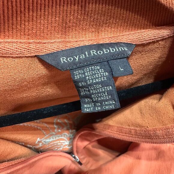 Royal Robbin’s Women’s Full Zip Sweatshirt SZ L Embroidered Pumpkin Spice Orange - Picture 9 of 12
